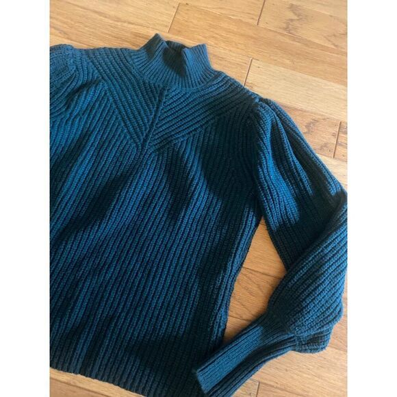 Rachel Zoe women's Vintage Style Ribbed Knit mock neck sweater balloon sleeve - Picture 3 of 8